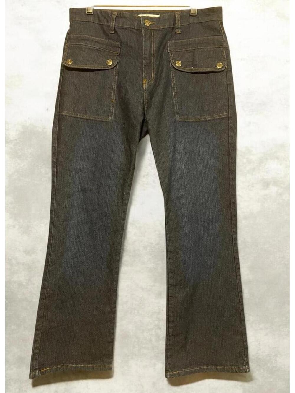 Aldolfo High Rise Wide Leg Denim Jeans with Front Flap Pockets